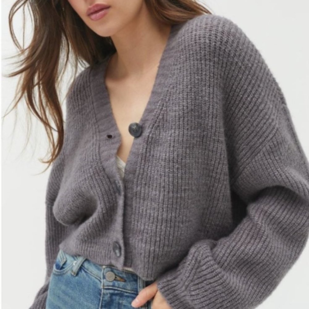 Urban Outfitters Truly, Madly, Deeply Piper Ballon-Sleeved Cardigan